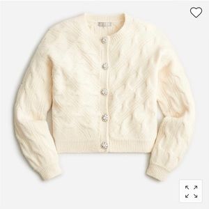 J Crew Cable-knit cardigan sweater with jewel buttons NWT.